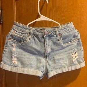 Light wash blue jean shorts
